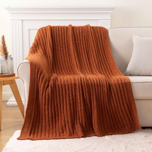 BATTILO Fluffy Soft Throw Blanket for Couch, Knit Fuzzy Plush Caramel Throw Blankets, Cozy Warm Lightweight Blanket for Bed, Sofa, Fall Home Decor, 50"x60" - color: Caramel