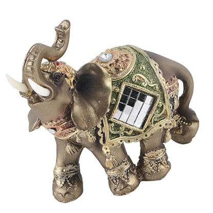 WAL FRONT Lucky Feng Shui Green Elephant Statue Sculpture Wealth Figurine Gift Home Decoration (Green Medium) - size: Green medium