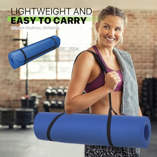 Yoga Mat 11mm Extra Thick TPE Pilates Mat 73"L x 32"W, Non-Slip, Odorless & Tear-Resistant with Carrying Strap, Unisex Design for Home Gym, Floor Exercises, Meditation & Workouts