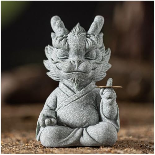 livelyfish Fish Tank Dragon Statue Sandstone Dragon Figurine Wealth Success Good Lucky Sculpture for Zen Fish Tank Aquarium Decorations, C - color: C