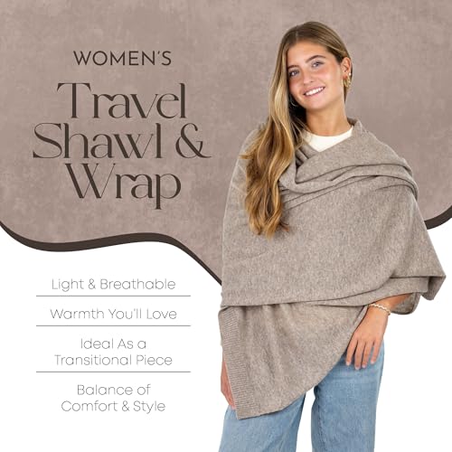 Velanio Cashmere Luxury Knitted Wrap Travel Shawl Scarf, Pashmina Stole, All-Season Scarf for Women Cashmere Wool Blend - color: Rice Flower