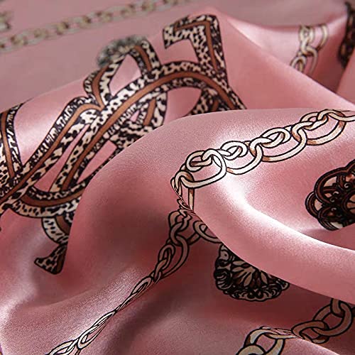ANDANTINO 100% Silk Scarf 43" Large Square Lightweight Headscarf& Shawl–Women Hair Wraps-With Gift Packed - color: Leopard Print-pink