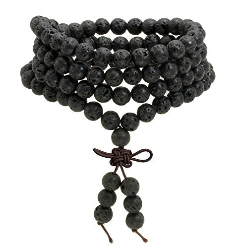 Natural Lava Rock Stone 108 Buddhist Prayer Beads Tibetan Mala Bracelet Necklace… - style: 6mm
