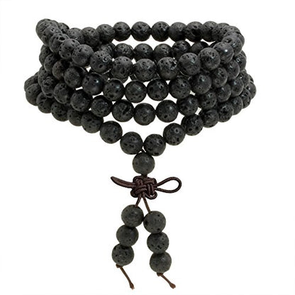Natural Lava Rock Stone 108 Buddhist Prayer Beads Tibetan Mala Bracelet Necklace… - style: 6mm