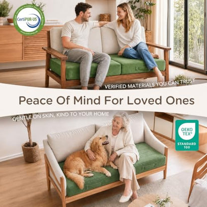 Codi Thick Replacement Couch Cushions 2 Sets, Upholstery Foam with Washable Covers for Sofa Cushion Chair Meditation - 24 × 24 × 5 Inch, High Density Foam, Green - color: Green, size: 24 Inch (Pack of 2)