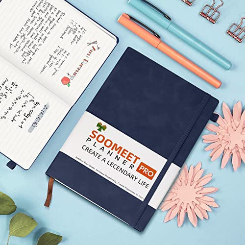 Lined Journal Notebook, 200 Pages, Leather Hardcover Notebooks, A5 College Ruled Thick Classic with Pen Loop Notebook Journals for Writing, for Women Men Office School, 5.75'' X 8.38'', Blue - color: Blue
