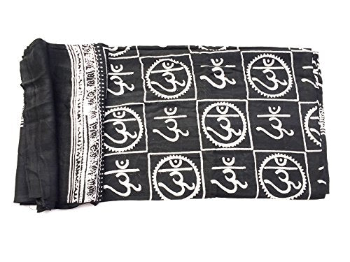 OMA Large OM Sign Block Printed Shawl Soft Scarf For Meditation & Yoga - Premium Quality BRAND - color: Black