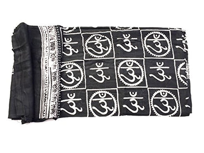 OMA Large OM Sign Block Printed Shawl Soft Scarf For Meditation & Yoga - Premium Quality BRAND - color: Black