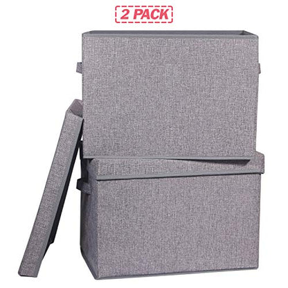 2 Pack Large Foldable Storage Box with Lids Fabric Storage Cube Organizer Cloth Containers Bins Baskets for Closet Clothes Clothing Bed Room