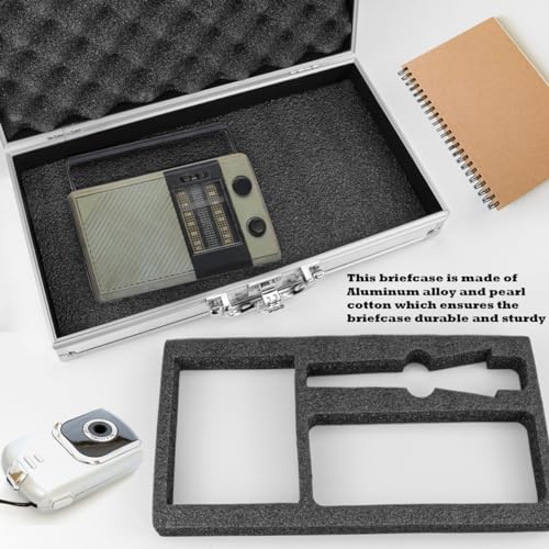 Aluminum Case with Lock Portable Metal Hard Suitcase Professional Clipper Case Aluminum Briefcase with Ripple Foam,Sliver (13.7x7.5x2.5Inch), Sliver, fashion