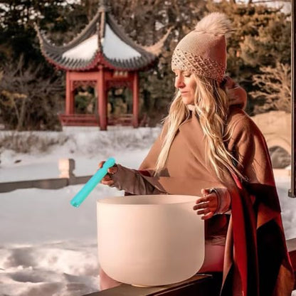 Singing Bowl Mallet Hollow Acrylic Silicone Rubber Striker Mallet for Playing Quartz Crystal Singing Bowls with Bundle Pocket(Blue) - color: Blue