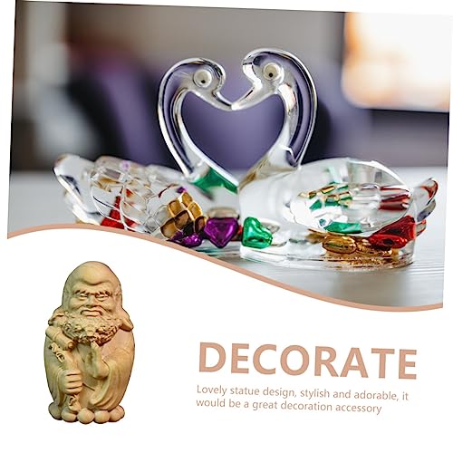 Holibanna Zen Bodhidharma Wooden Statue Ornament Hand-Carved Cypress Decor for Tea Room Artistic Home Decoration Lightweight and Craft