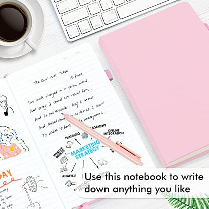 feela 3 Pack Notebooks Journals Bulk, Hardcover Notebook Classic Ruled Lined Journals with Pen Holder for Women Girls School Business Supplies, with 3 Black Pens, 120 GSM, 5.1”x8.3”, A5, Rose Pink - color: 3 Rose Pink