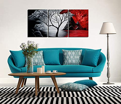 Wieco Art Extra Large The Cloud Tree Modern Gallery Wrapped Giclee Canvas Print Artwork Abstract Landscape 3 panels Pictures on Canvas Wall Art Ready to Hang for Living Room Kitchen Home Decor XL - size: 20x28inchx3pcs