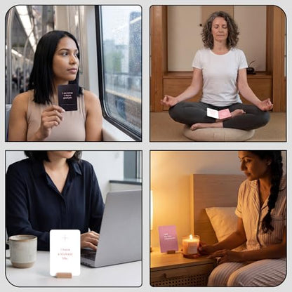 Thboxes 52 Affirmation Cards for Women - Inspirational Gifts, Birthday or Recovery Gifts, Burnout Support & Life Transition Tool, 400gsm Thick Matte Cards, Rounded Edges, for Meditation or Journaling