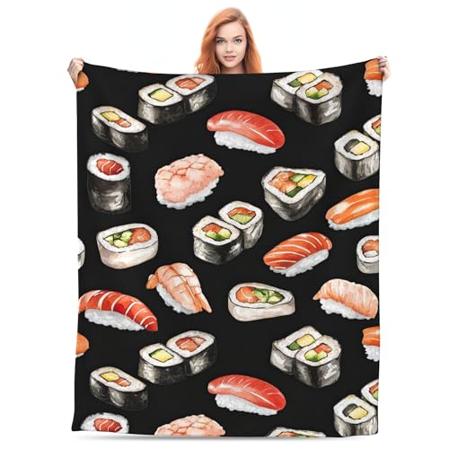 Sushi Food Lightweight Flannel Bedding Blanket,Washable Fleece Throw Blanket for Bed, Couch, Sofa, Camping,60''x 50'' - color: Sushi, size: 50" X 60"