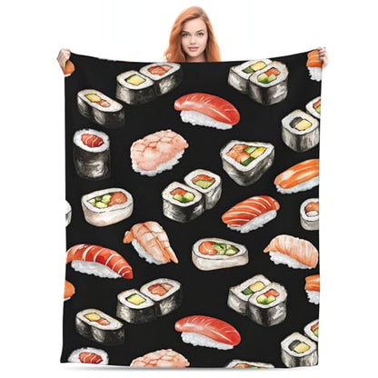Sushi Food Lightweight Flannel Bedding Blanket,Washable Fleece Throw Blanket for Bed, Couch, Sofa, Camping,60''x 50'' - color: Sushi, size: 50" X 60"