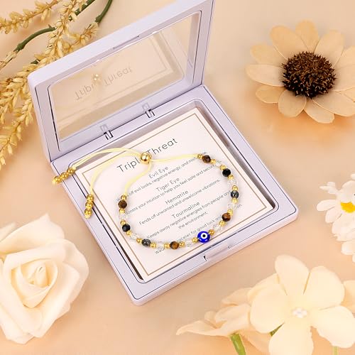 SmileBelle Protection Bracelets for Women, Pregnancy Gifts for Expecting Mom Sunflower Gifts for Women Black Tourmaline Bracelets as Healing Bracelet Sunflower Bracelet as Mother Day Gift - style: Triple Protection