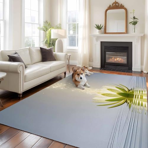 Rectangle Rug 8x10Ft Abstract Lotus Flower Soft Indoor Throw Rugs Carpets for Living Dining Bedroom Kids Room Non-Slip Playroom Crawl Rug Floor Mats Meditation Floral Art - size: 8x10ft