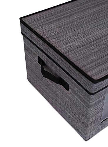 Internet's Best Storage Box with Window - Durable Storage Bin Basket Containers with Lids and Handles - Clothes Nursery Toys Organizer - Grey - color: Grey