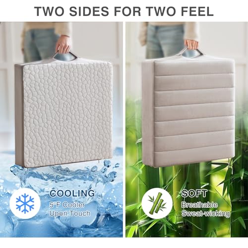 22 inch Floor Pillow for Adults and Kids - Meditation Cushions and Yoga Cushion for Floor Sitting Mattress Reversible (Cool & Warm) - Ideal for Living Room and Outdoor Use (1, Light Gray)