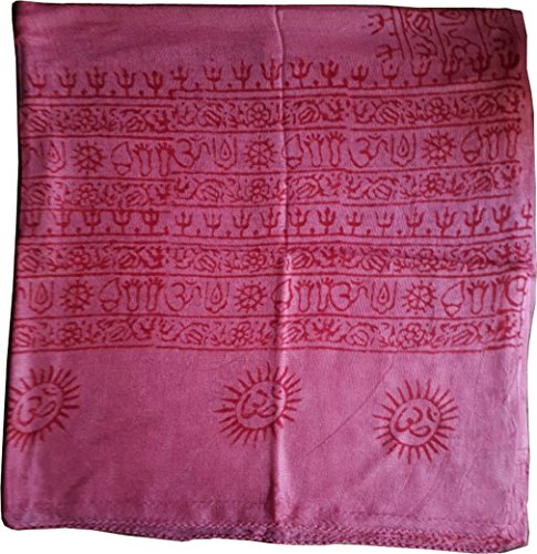 KVR Hindu Pooja Religious Cotton Indian prayer scarf with OM Krishna Ganesha Shiva Nataraja yoga spiritual auspicious prints - color: Pink-nataraja-2
