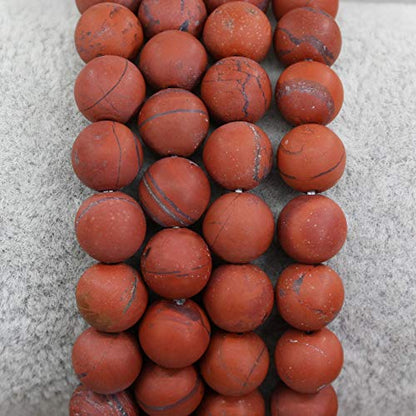 Amandastone Natural Gemstone 8mm Round Beads Stretch Bracelet 7 Inch - color: Matt Red Jasper