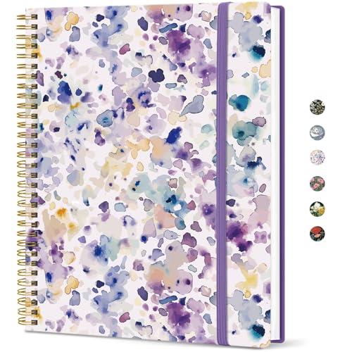 Large Spiral Lined Journal for Women, 8.5" x 11" Notebooks for Work Collge Ruled, A4 Aesthetic Cute Journaling Notebooks for Writing, Plastic Cover, Purple Blocks - color: G-Purple Blocks