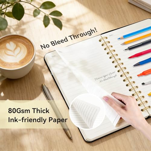 Lined Spiral Journal Notebook, A5 College Ruled Spiral Notebook for Women, Hardcover with Elegant Design for Work and Note-Taking, 5.5 * 8.25 inch, 160 Pages, Letter S - color: S