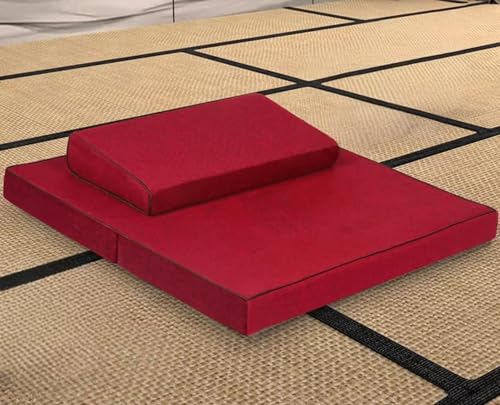 Handcrafted Meditation Mat,Portable Foldable Floor Cushion Outdoor Coconut Fibre Linen Yoga Cushion(Size:70x70cm(28x28inch),Color:red-2) - color: Red-2, size: 70x70cm(28x28inch)