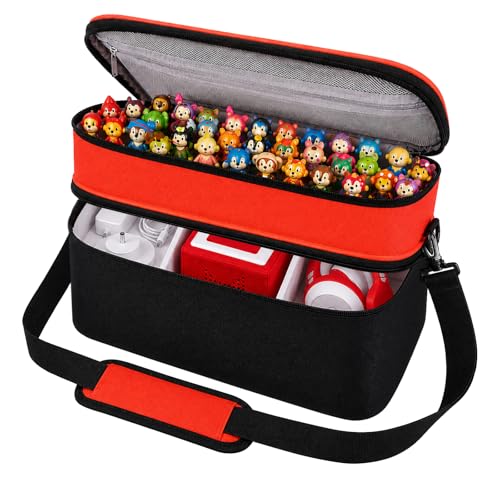 Bevegekos Carrying Storage Travel Bag for Toniebox 2 Starter Set, for 25+ Tonie Figures, Charging Station & Headphone, Case Only (Black/Orange, Large) - color: Black/Orange