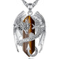 INFUSEU Unique Dragon Necklaces with Healing Crystal Stone for Men Women, Personalized Spiritual Gifts, 24 Inch Chain - color: Tigers Eye