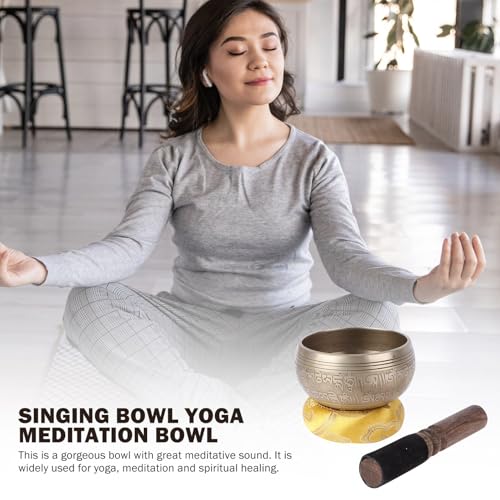 BESTonZON Tibetan Singing Bowl Spiritual Sound Bowl with Mallet and Cushion for Yoga Meditation Healing Mindfulness Portable Handheld