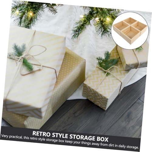 Tofficu 4pcs Small Wooden Storage Box Diy Wooden Storage Box Without Lid Cube Container Boys and Girls Toy Organizer Decorative - size: 15X15X7.2CM