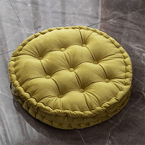 Meditation Floor Cushions, 24 inch Large Floor Pillows Seating for Adults Solid Thick Round Meditation Floor Cushion for Yoga Balcony Living Room Outdoor (Yellow Green) - color: Yellow Green