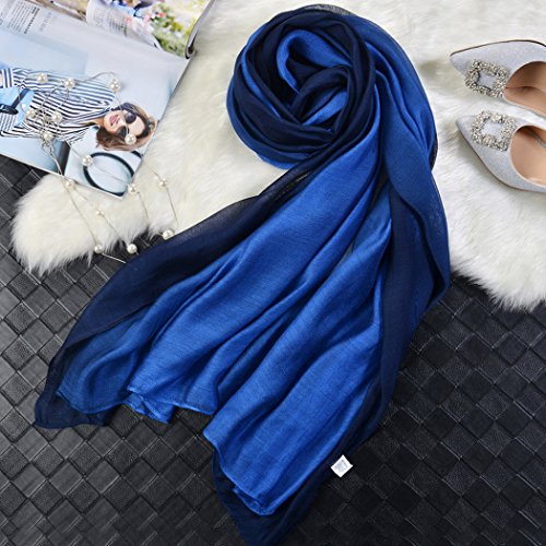 Cotton Silk Scarf Elegant Soft Wraps Color Shade Scarves for Women - color: Royal Blue
