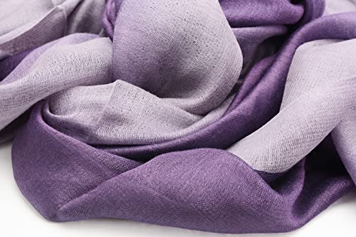 Cotton Silk Scarf Elegant Soft Wraps Color Shade Scarves for Women - color: Gradient - Light Purple
