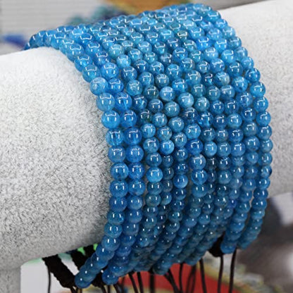 Keleny Natural Gemtones 4mm Round Beads Crystal Adjustable Braided Macrame Tassels Bracelets Unisex - color: Blue Apatite