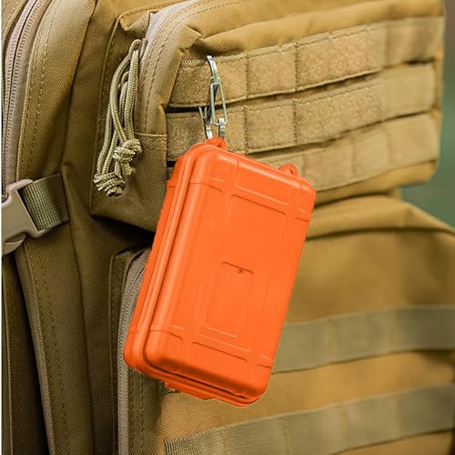 Portable Carrying Case with Plastic Material,Outdoor Survival Shockproof Container Airtight Case for Camping Boating Fishing Tubing Swimming(Orange)