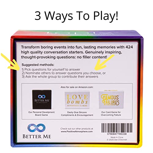 Better Me Empowering Card Deck Bundle - TOPIX Great Conversation Starters + Love Bombs Kindness Cards