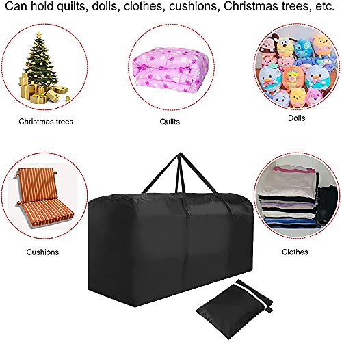 Outdoor Cushion Storage Bag 210D Christmas Tree Pillow Storage Organizer Bags Large Capacity Chair Cushions Covers for Patio Furniture (M: 47.6x15.2x21.5in) - size: M: 47.6x15.2x21.5in