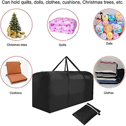 Outdoor Cushion Storage Bag 210D Christmas Tree Pillow Storage Organizer Bags Large Capacity Chair Cushions Covers for Patio Furniture (M: 47.6x15.2x21.5in) - size: M: 47.6x15.2x21.5in