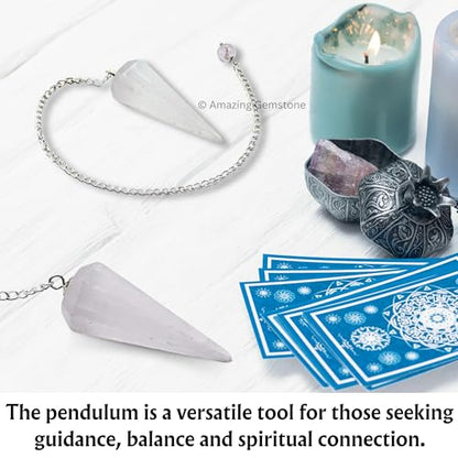 Amazing Gemstone Selenite Crystal Pendulum for Divination - Certified Dowsing Crystals and Healing Stones for Chakra Balancing and Meditation - Enhance Reiki Spiritual Growth with Healing Crystals - color: Selenite
