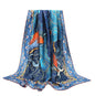 ANDANTINO 100% Silk Scarf 43" Large Square Lightweight Headscarf& Shawl–Women Hair Wraps-With Gift Packed - color: Brown&blue
