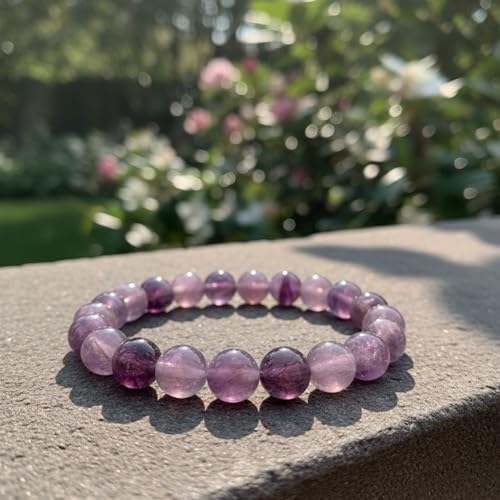 The Alchemist's Arcanum Adjustable Beaded Wrist Accessory for Men and Women, Stretch Fit Stone Bead Jewelry for Daily Wear and Gifting - color: Amethyst