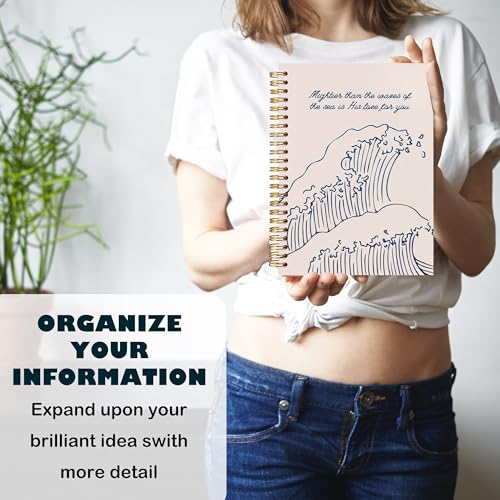 BearCake Mental Health Journal Notebook- Mightier Than The Waves,motivational gifts,Journal,motivational journals for women,Spiral Notebook 5.5x8.3 - color: Bible-sea wave physiotherapy