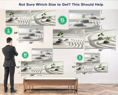 3 Panels Zen Wall Art, Stone and Green Leaf Pictures Zen Wall Decor Canvas Print, Yoga Spa Meditation Painting Calming Home Decorations Artwork for Spiritual Room Office Living Room Bedroom Bathroom