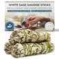 White Sage Smudge Stick Set – 3-Pack of 4-Inch Bundles for Home Cleansing, Meditation Rituals, Energy Clearing, Witchcraft Tools, Spiritual Gifts, Yoga, Altar, and Smudging