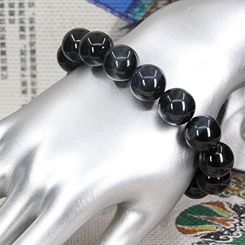 Keleny Natural Gem Semi Precious Gemstones 14mm Round Beads Crystal Stretch Bracelets 7 Inch Unisex - color: 14mm Navy Blue Tigers Eye