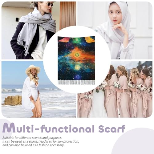 Meditating Cosmic Psychedelic Classic Scarf Soft Shawl Wraps for Women Warm Winter Accessories